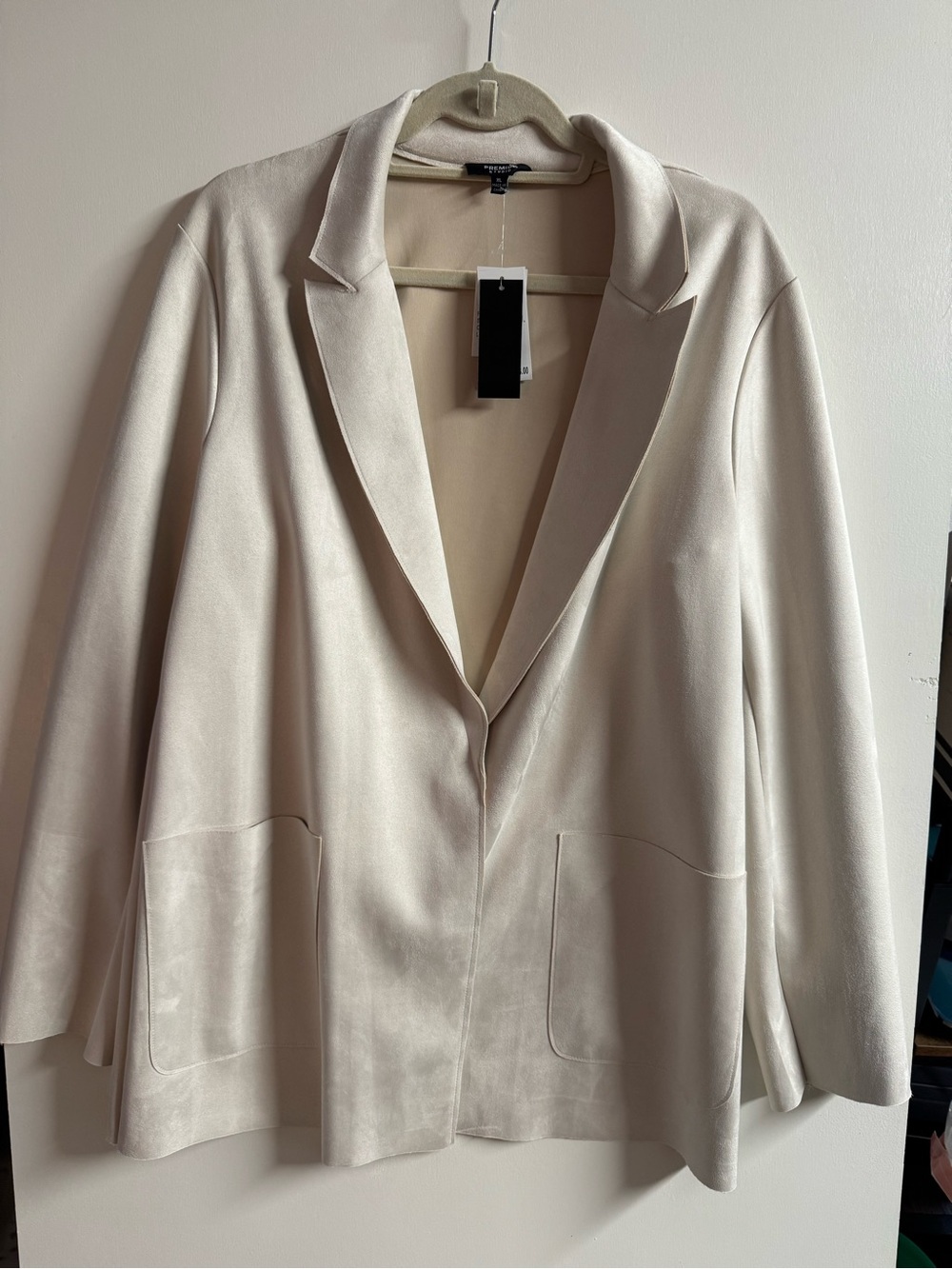 Women's Cream Open Blazer Jacket - Faux Suede XL